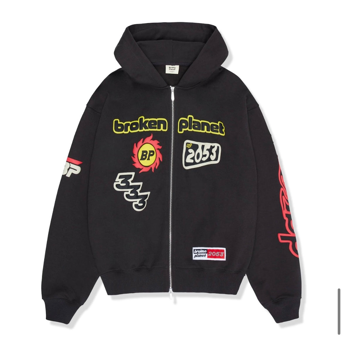 Broken Planet Performance Zip Up Hoodie - Soot Black